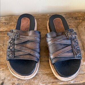 Freebird Fleetwood Brown Leather Slide Sandals Size 7